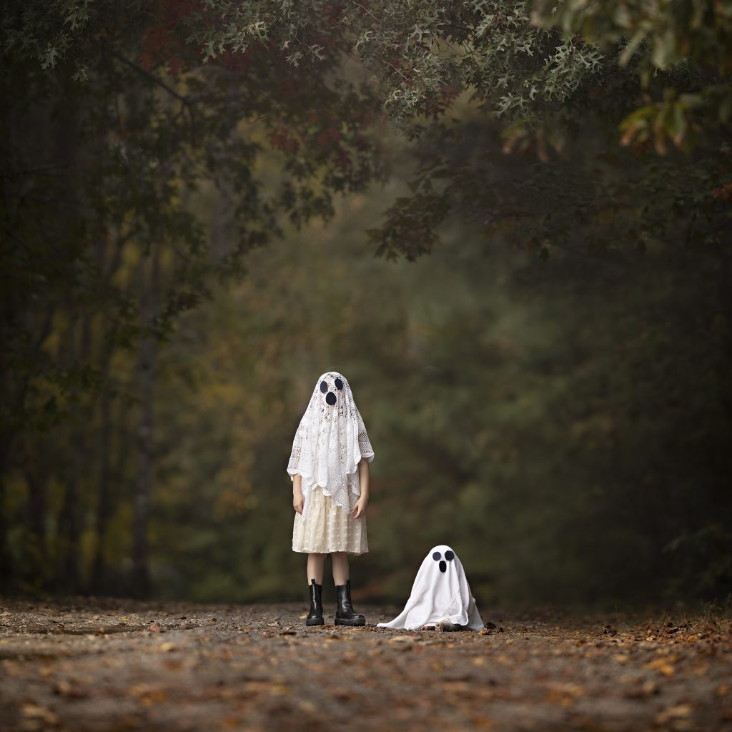 Photographing Halloween ghost costumes